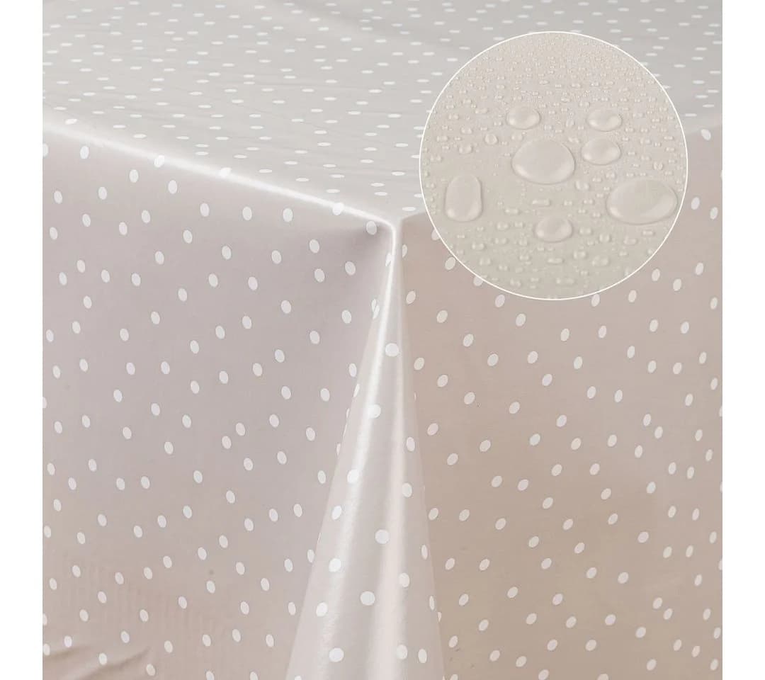 Laro Tischdecke Wachstuch Punktiert Beige/Weiß - Bild 5