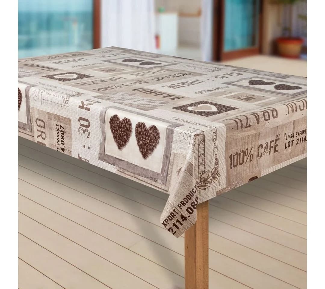 Laro Tischdecke Wachstuch Coffee Herzen Braun Rechteckig - Bild 4
