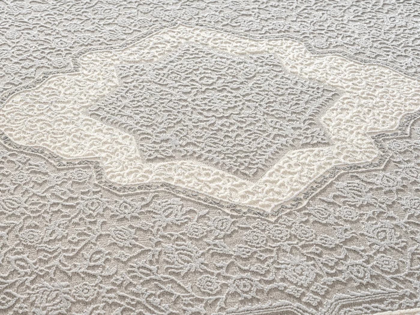 Carpetilla Teppich Designer Grau-Cream Rechteckig Velours - Bild 5