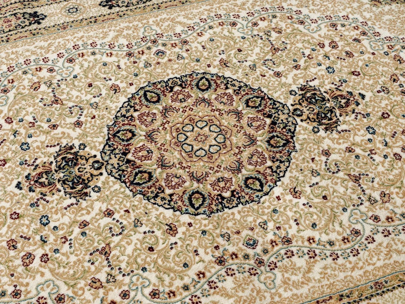 Carpetilla Asfahan Orientalischer Designerteppich Knochenfarbe Kurzflor - Bild 5