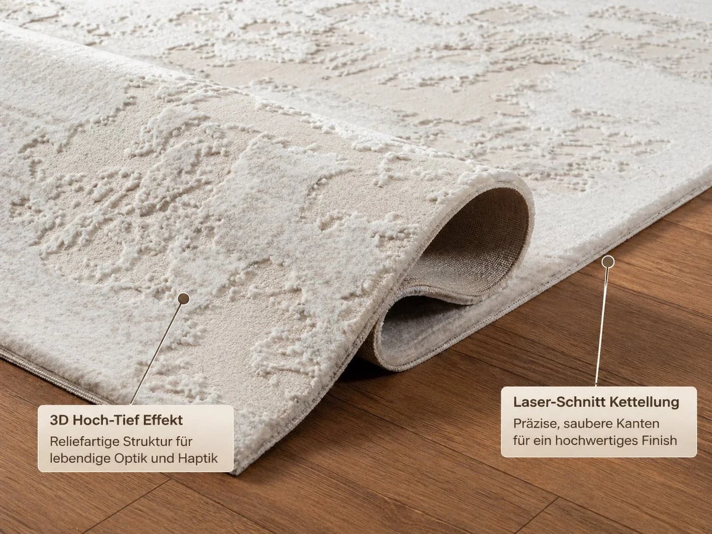 Carpetilla Designteppich Creme Kurzflor Modern Abstrakt - Bild 3