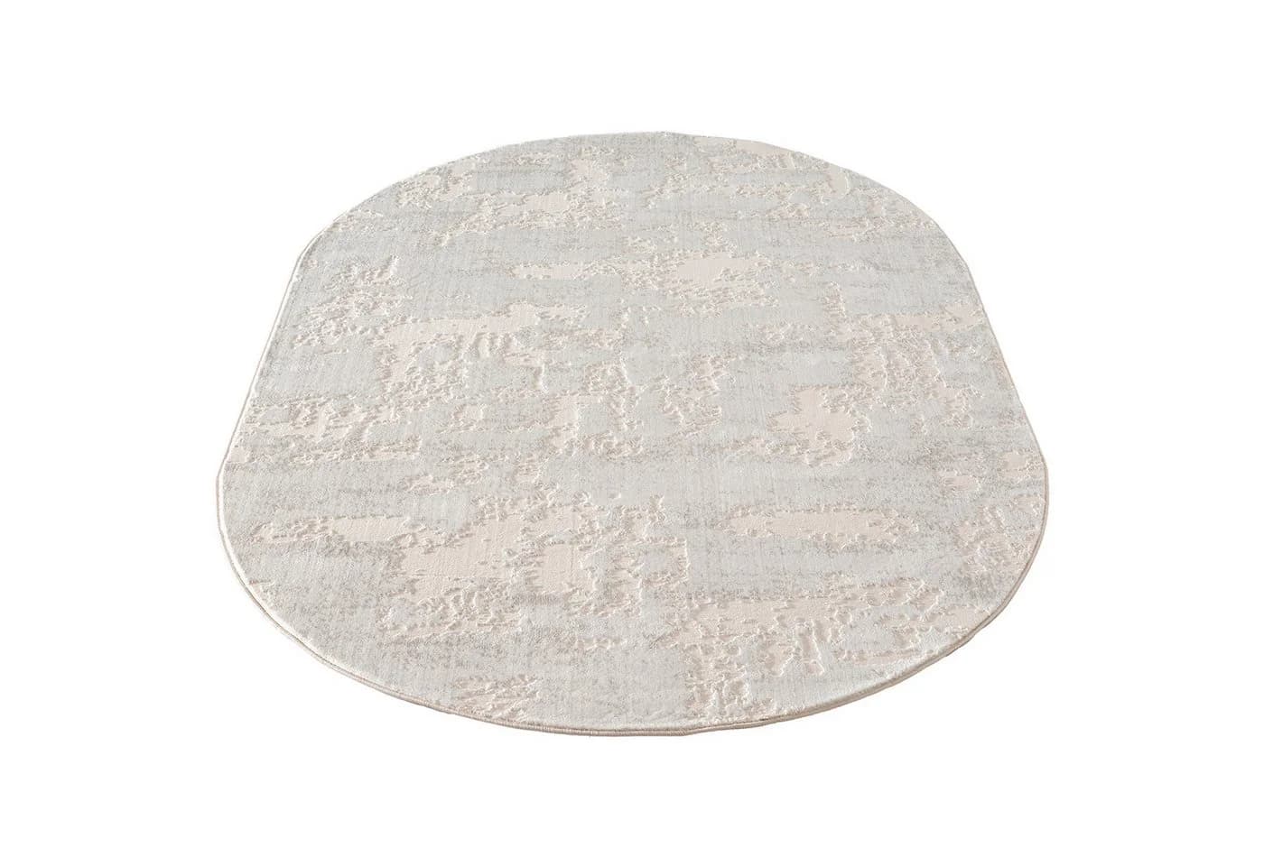 Carpetilla Designteppich Designer Wohnzimmer Teppich Abstrakte Musterung Oval Weiß - Bild 2