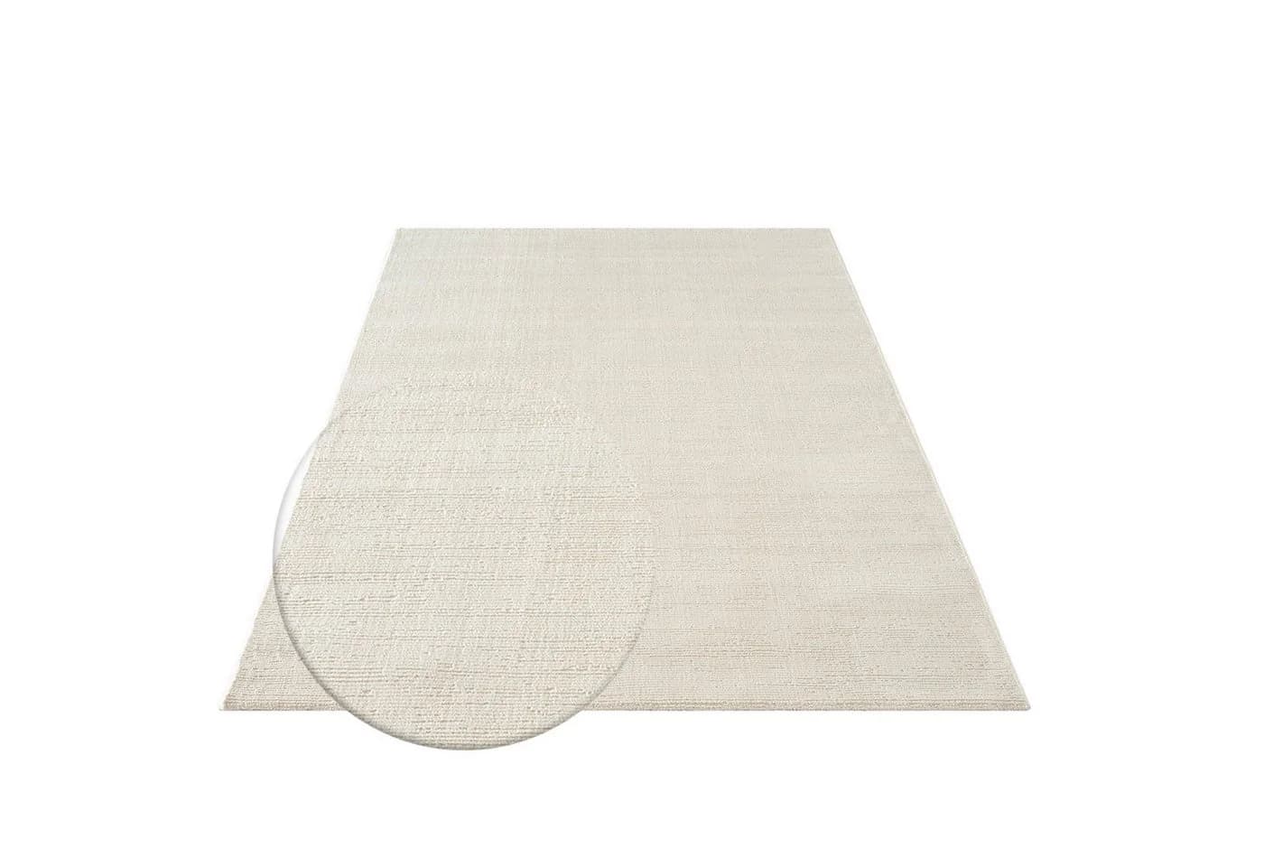 Carpetilla Teppich Kurzflor Robust Modern Creme Hoch-Tief-Muster - Bild 2