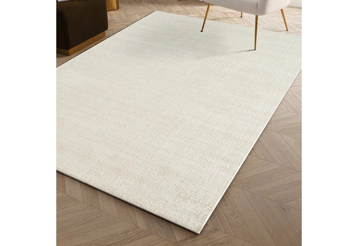 Carpetilla Teppich Kurzflor Robust Modern Creme Hoch-Tief-Muster - Bild 3
