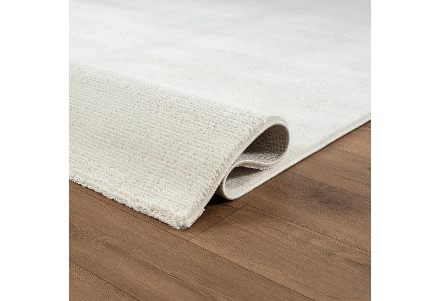 Carpetilla Teppich Kurzflor Robust Modern Creme Hoch-Tief-Muster - Bild 4