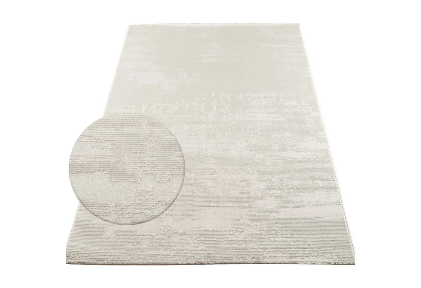Carpetilla Kurzflor Teppich Creme Modern 3D Muster - Bild 2
