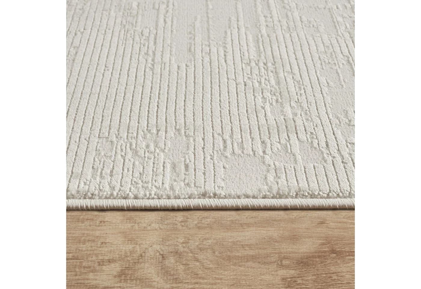 Carpetilla Kurzflor Teppich Creme Modern 3D Muster - Bild 4