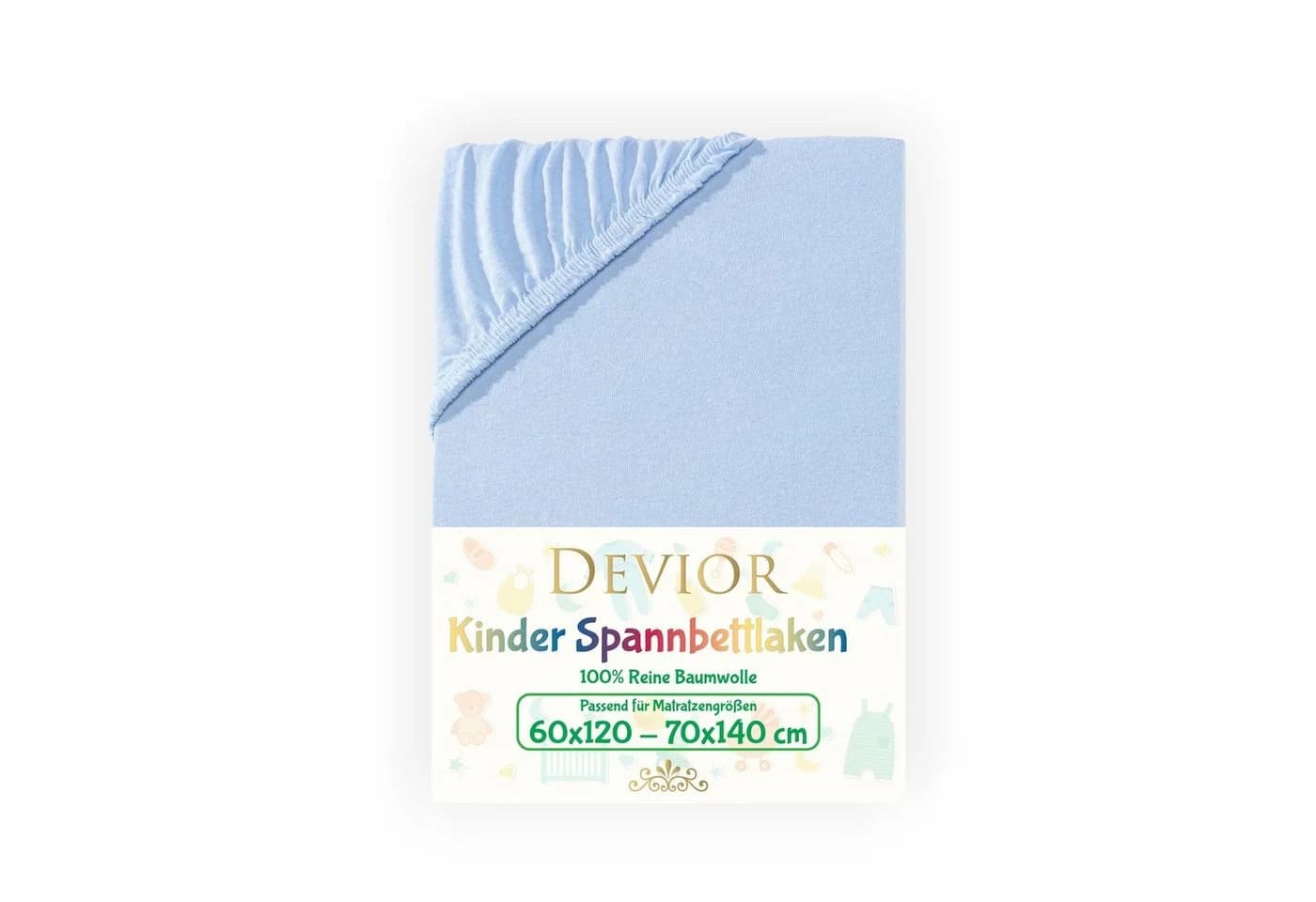 Devior Spannbettlaken für Baby- & Kinderbetten 60x120 & 70x140, 100% Baumwolle, Jersey, Rundumgummizug - Bild 2