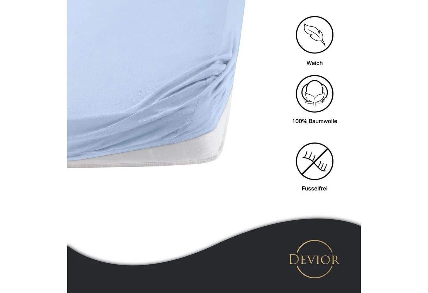 Devior Spannbettlaken für Baby- & Kinderbetten 60x120 & 70x140, 100% Baumwolle, Jersey, Rundumgummizug - Bild 3