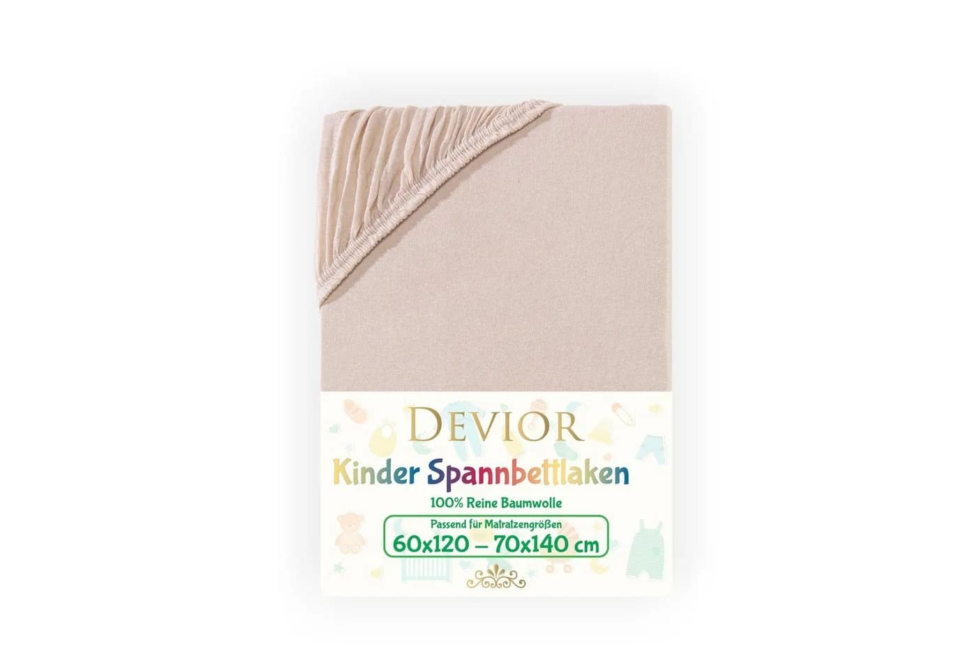 Devior Spannbettlaken für Baby- & Kinderbetten 60x120 & 70x140, 100% Baumwolle, Jersey, Gummizug - Bild 2