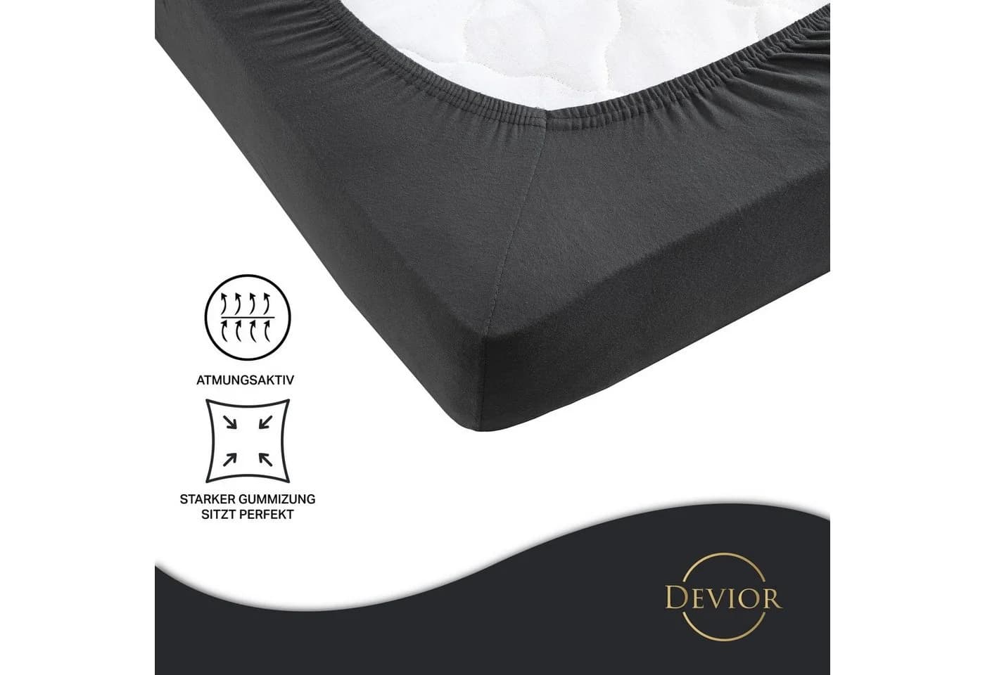 Devior Spannbettlaken Jersey Anthrazit 100% Baumwolle