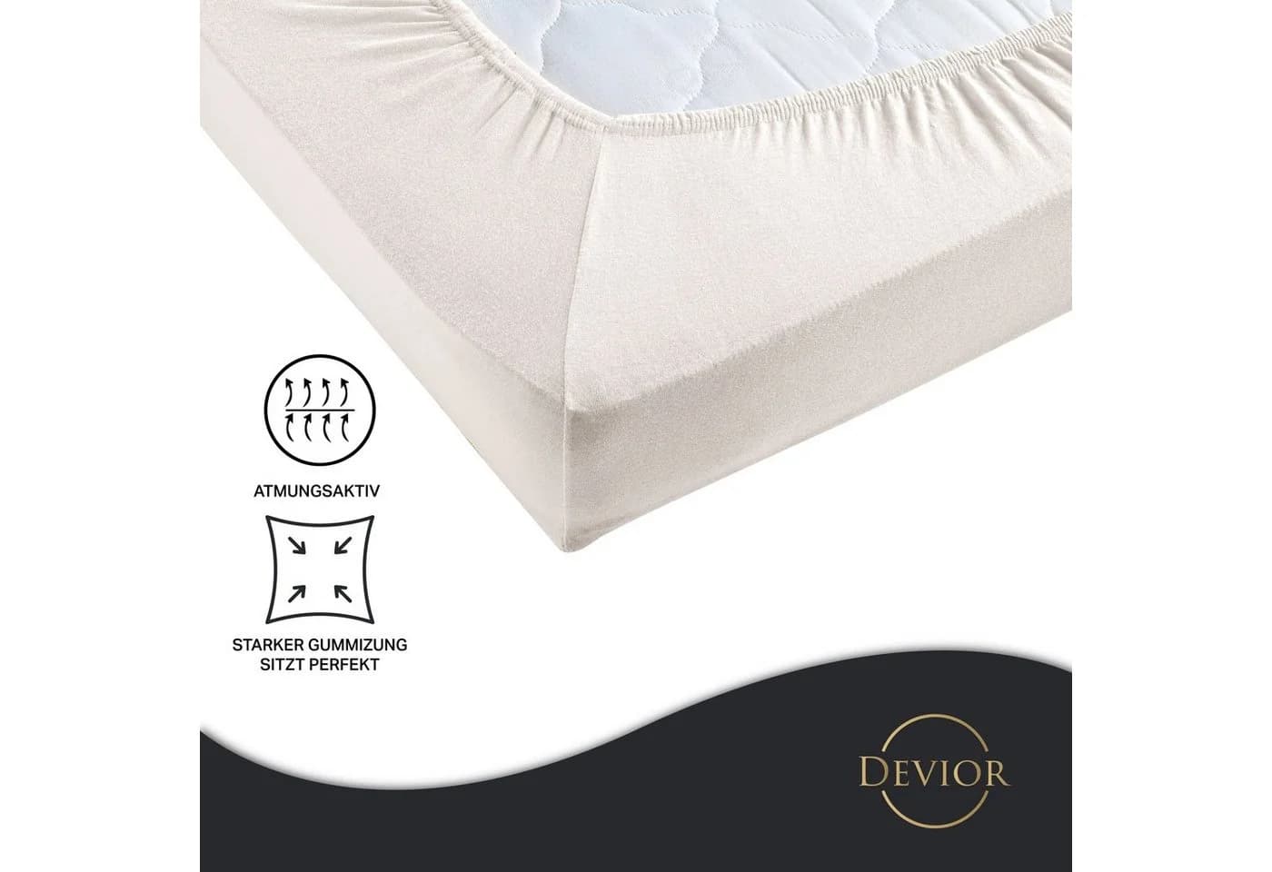 Devior Spannbettlaken Jersey 100% Baumwolle Beige Rundumgummizug