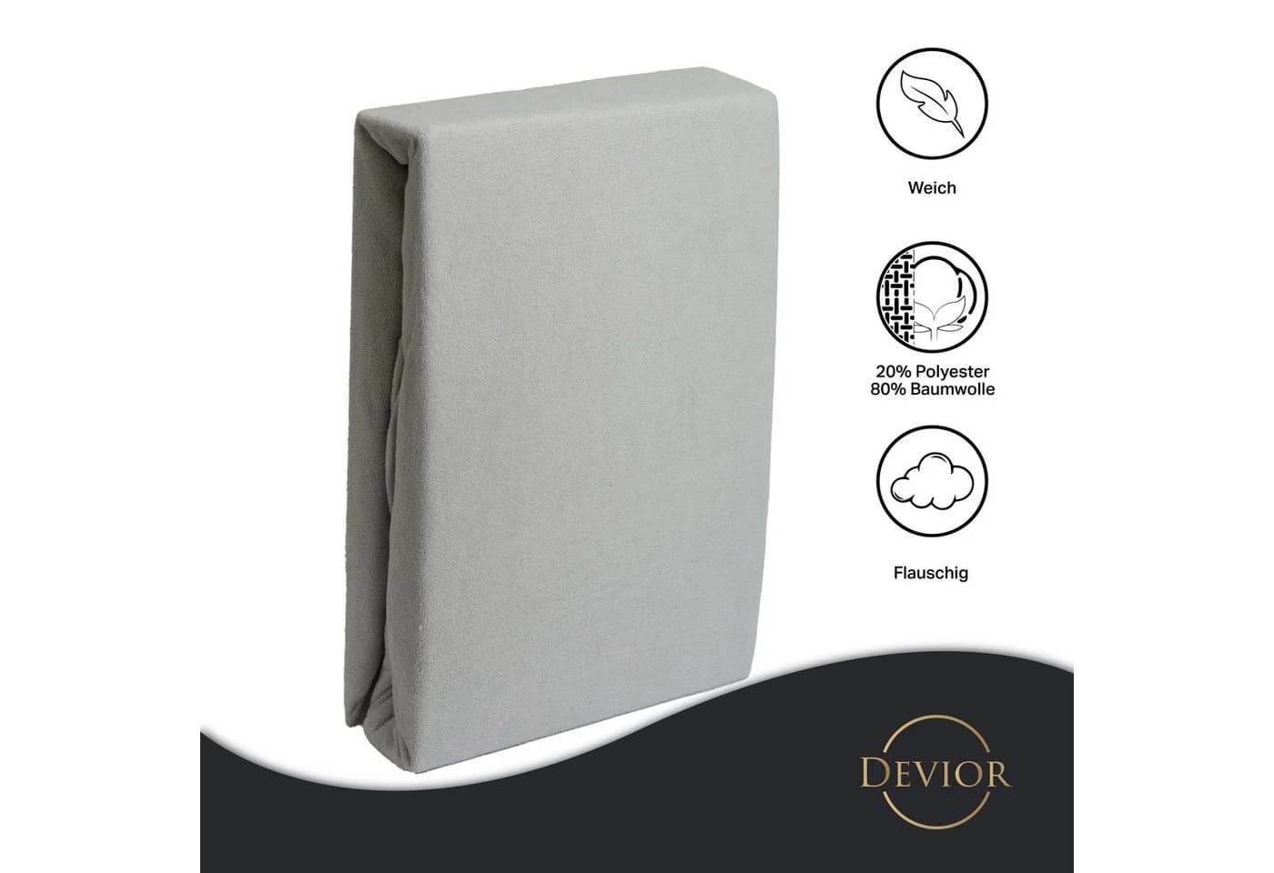 Devior Spannbettlaken Frottee Silber 160 g/m² Rundumgummizug - Bild 3