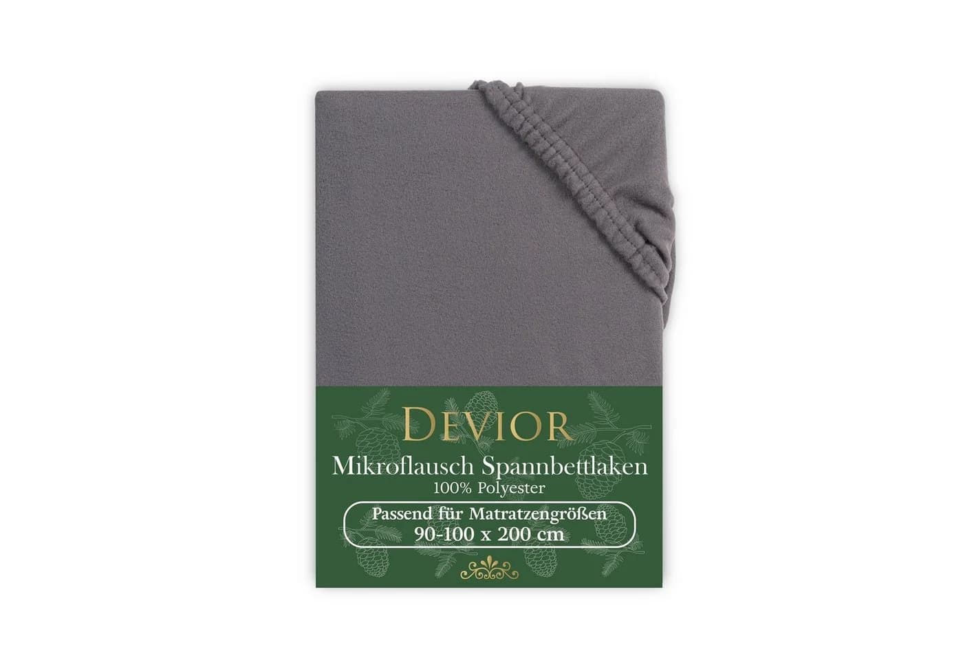 Devior Spannbettlaken Fleece Grau 100% Polyester Warm - Bild 2