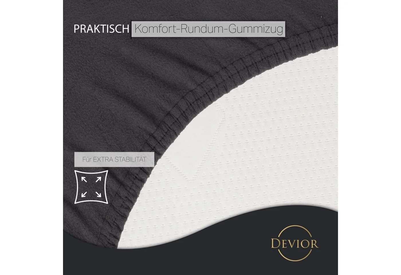 Devior Spannbettlaken Fleece Grau 100% Polyester Warm - Bild 5
