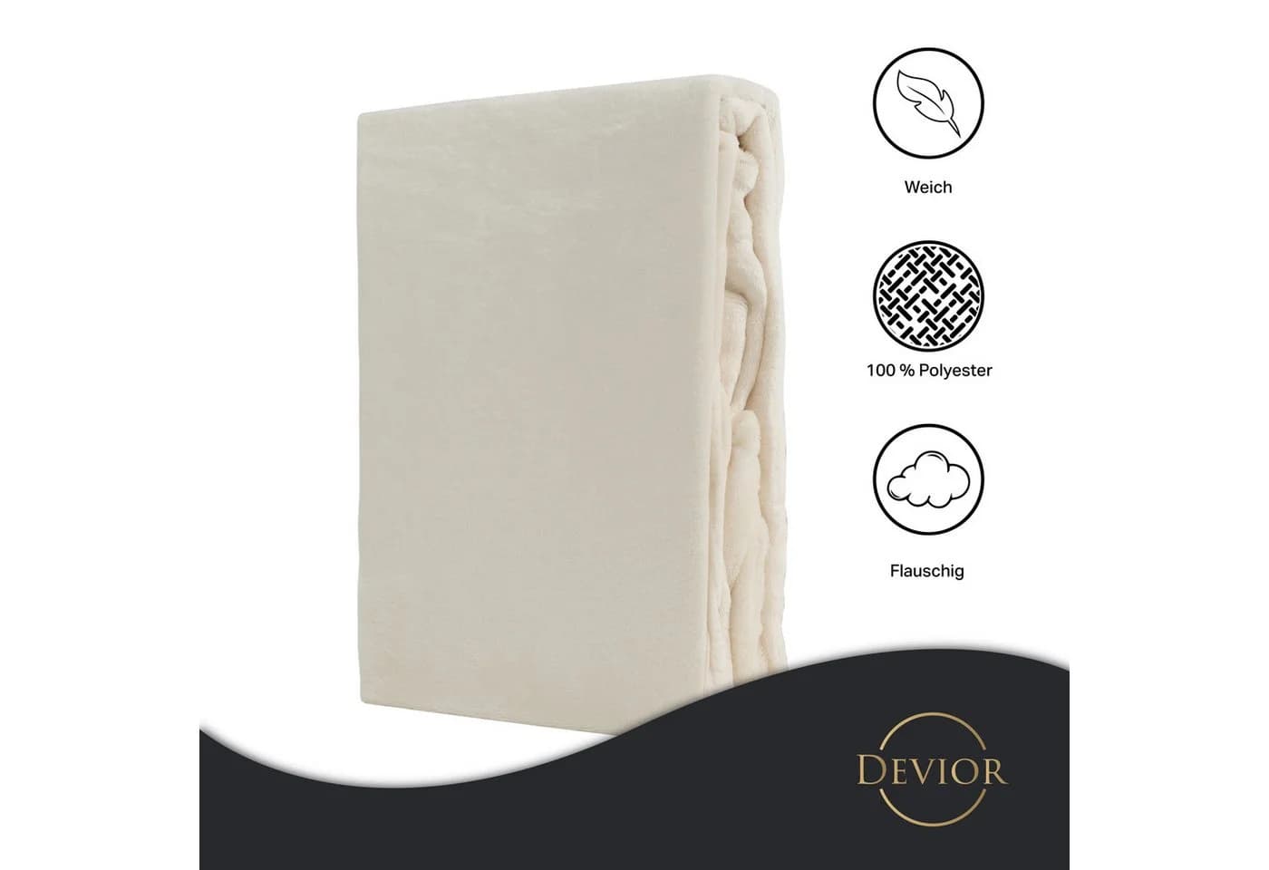 Devior Spannbettlaken Nicki-Plüsch Cashmere-Touch Beige 190g/m² - Bild 3