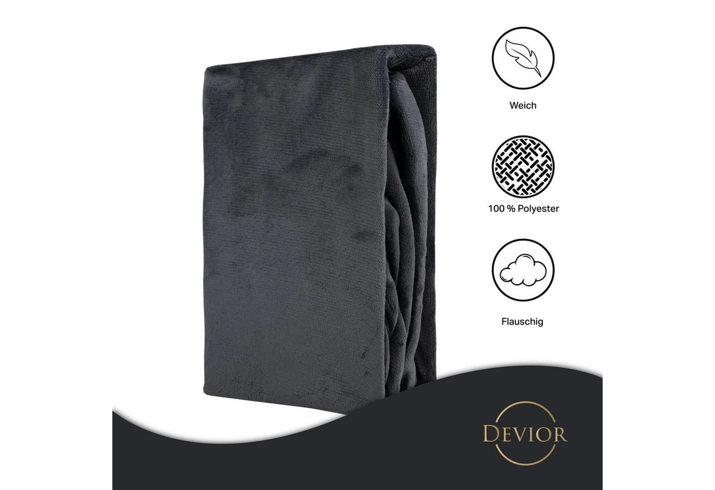 Devior Spannbettlaken Nicki-Plüsch Grau Cashmere-Touch 190g/m² - Bild 3