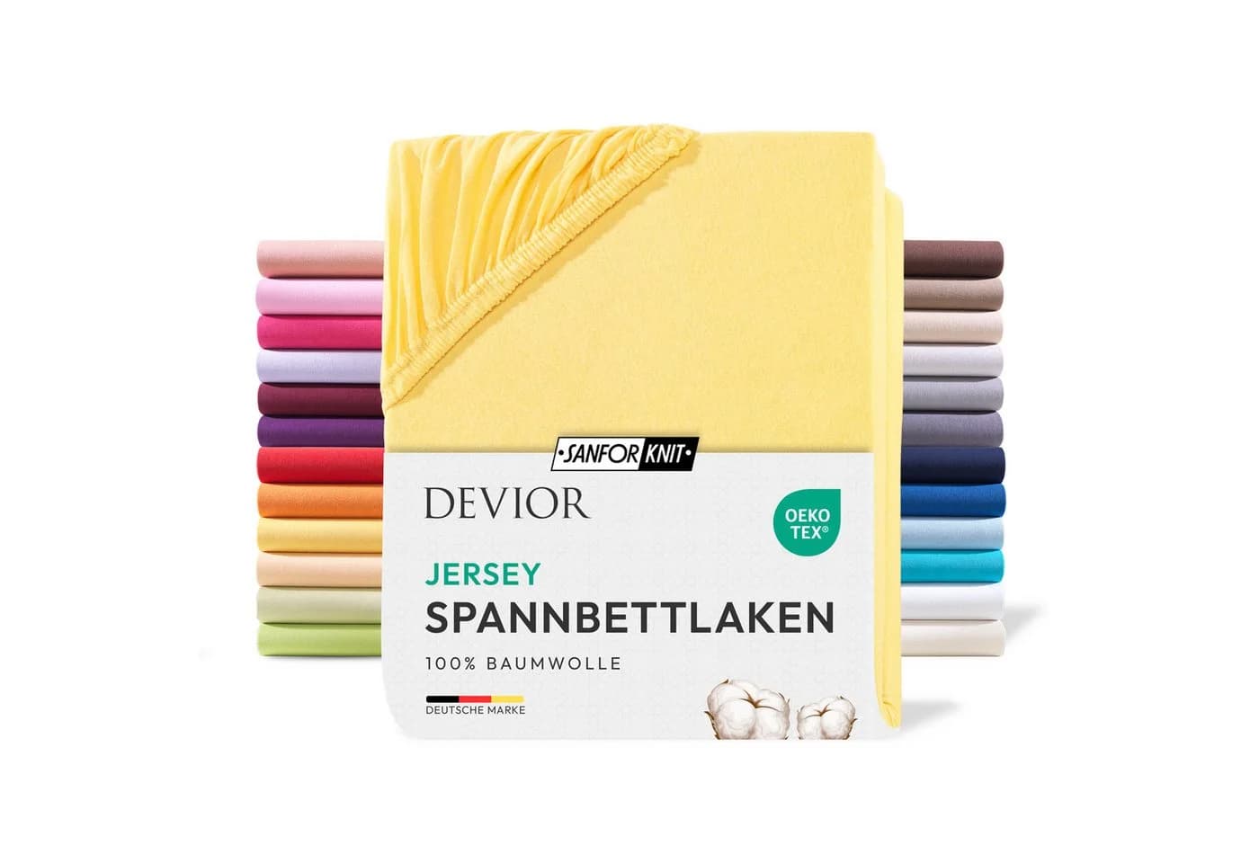 Devior Spannbettlaken 100% Baumwolle Jersey Gelb - Bild 2