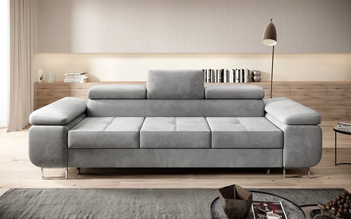 Luxusbetten24 Schlafsofa Siera Samt grau mit Schlaffunktion - Bild 4