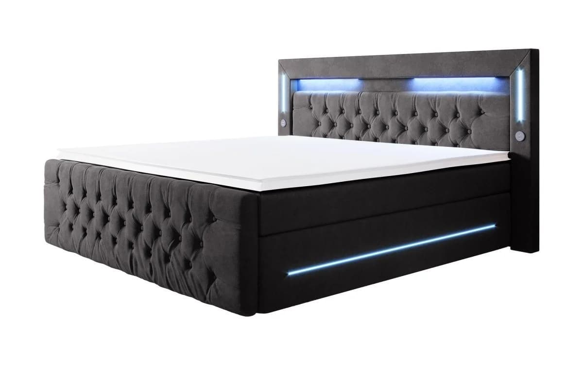 Luxusbetten24 Boxspringbett Moonlight Schwarz mit LED, USB & Stauraum - Bild 2