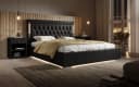 Luxusbetten24 Polsterbett Rio Schwarz mit RGB-Beleuchtung und USB-Anschluss Bild 1