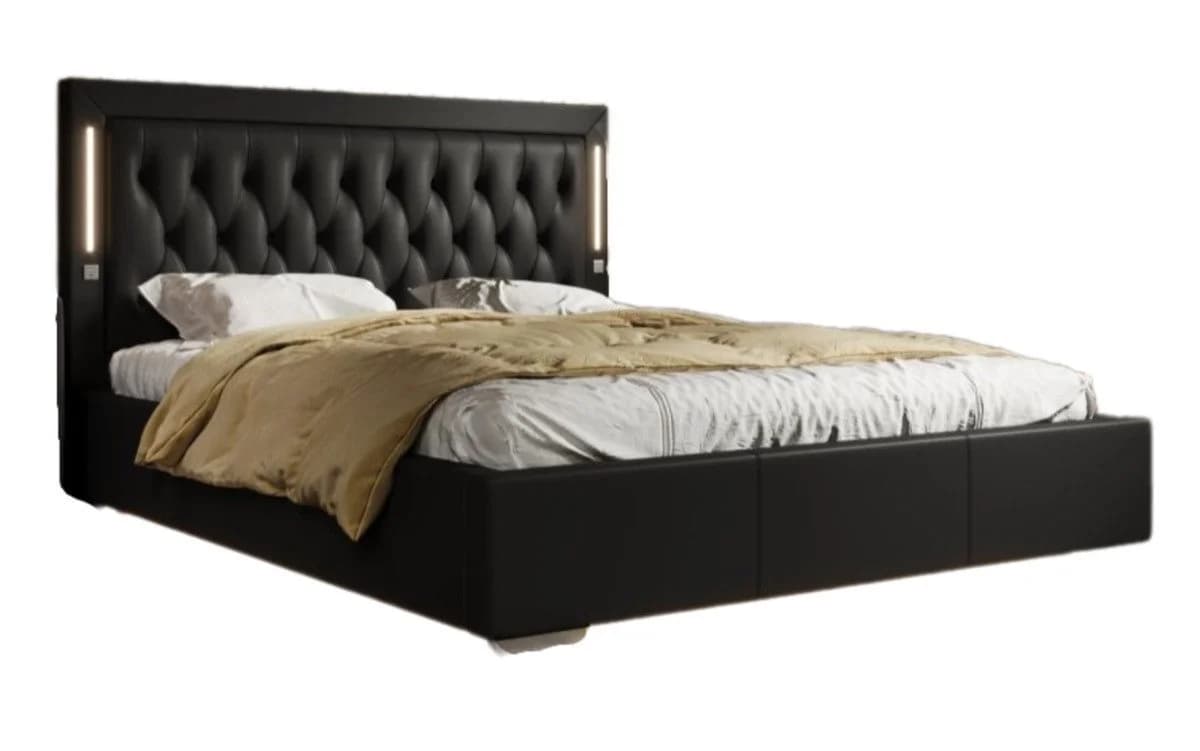 Luxusbetten24 Polsterbett Rio Schwarz mit RGB-Beleuchtung und USB-Anschluss - Bild 2