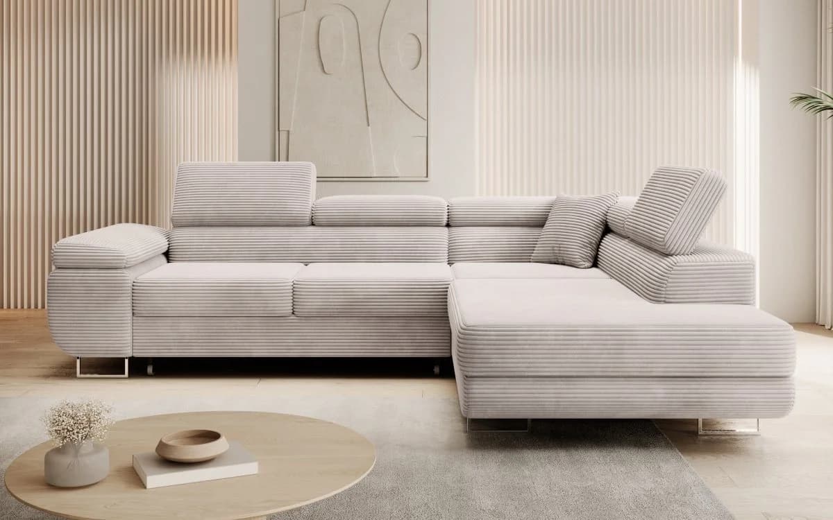 Luxusbetten24 Schlafsofa Aston Beige Cord mit Schlaffunktion - Bild 3