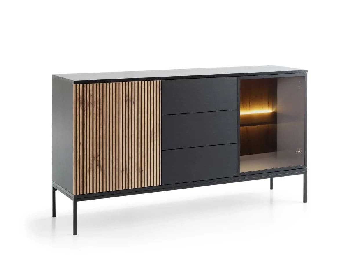 Luxusbetten24 Designer Kommode Nayra II Schwarz mit LED-Beleuchtung - Bild 3