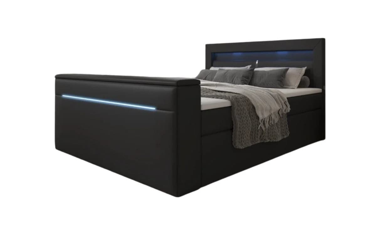 Luxusbetten24 Boxspringbett Repos mit TV Lift, USB und LED Schwarz - Bild 2