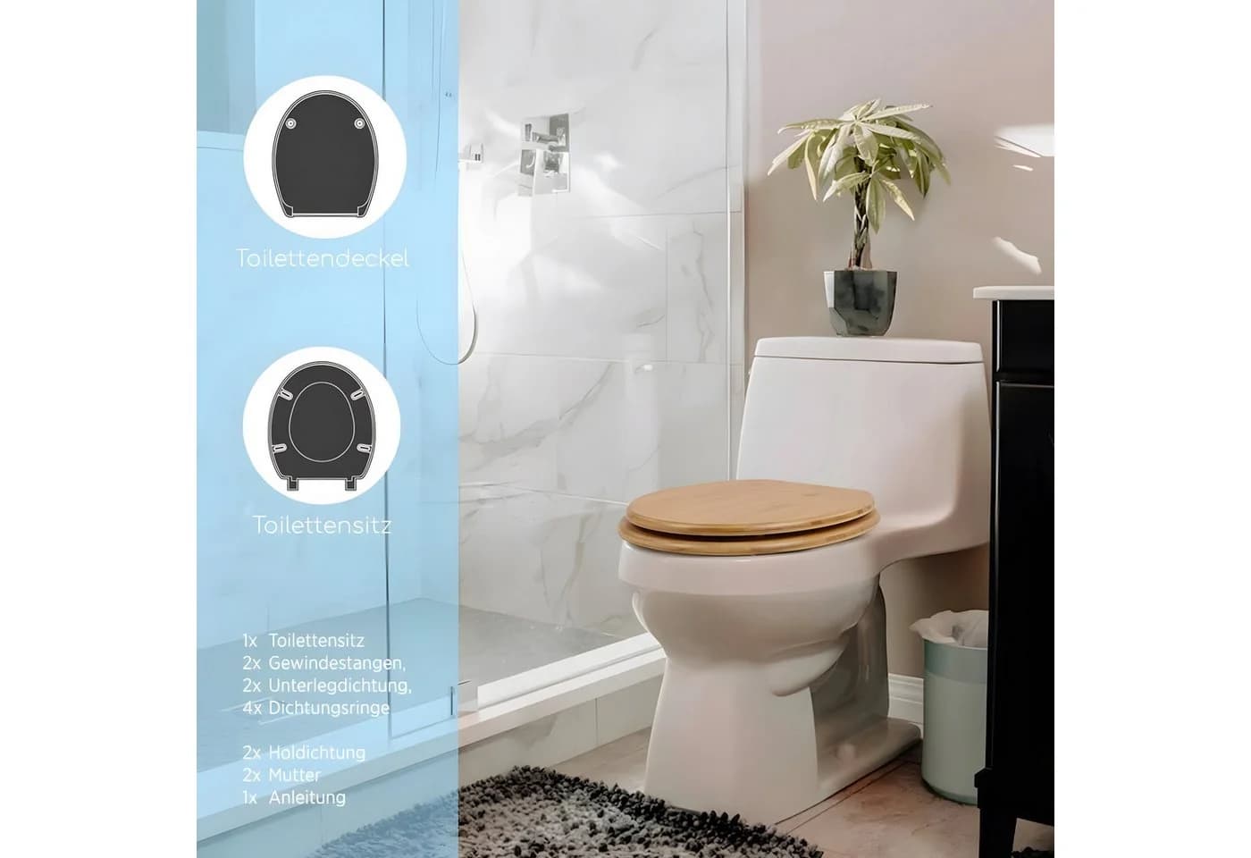 Bath4U WC-Sitz Bambus Soft-Close Absenkautomatik - Bild 5