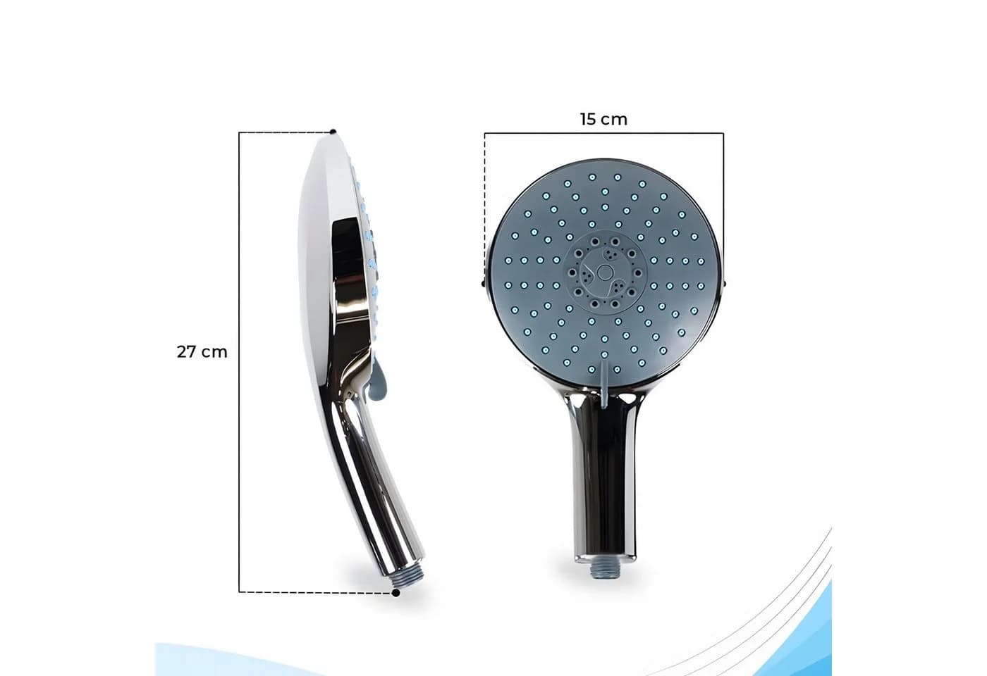 Bath4U Duschbrause Duschkopf 150mm 7 Strahlarten silber inkl. Schlauch