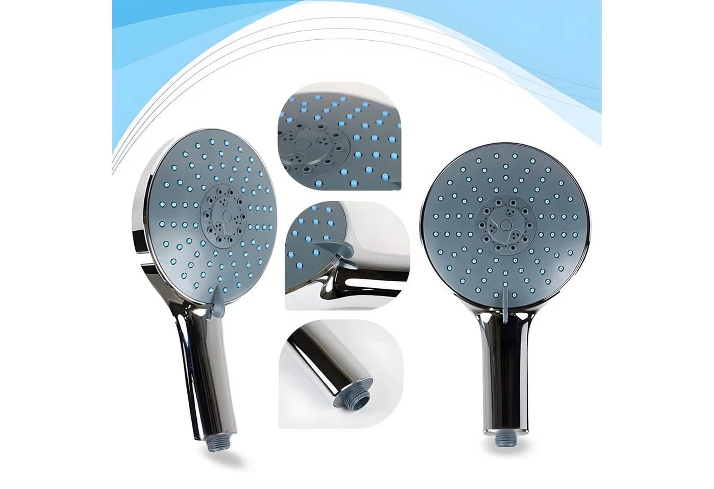Bath4U Duschbrause Duschkopf 150mm 7 Strahlarten silber inkl. Schlauch - Bild 4