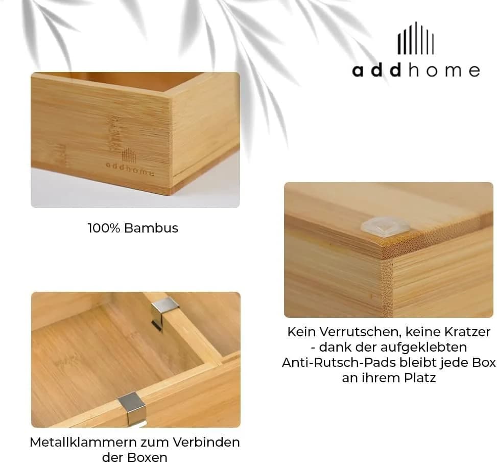 addhome Schubladenbox 6er Set Bambus - Bild 3