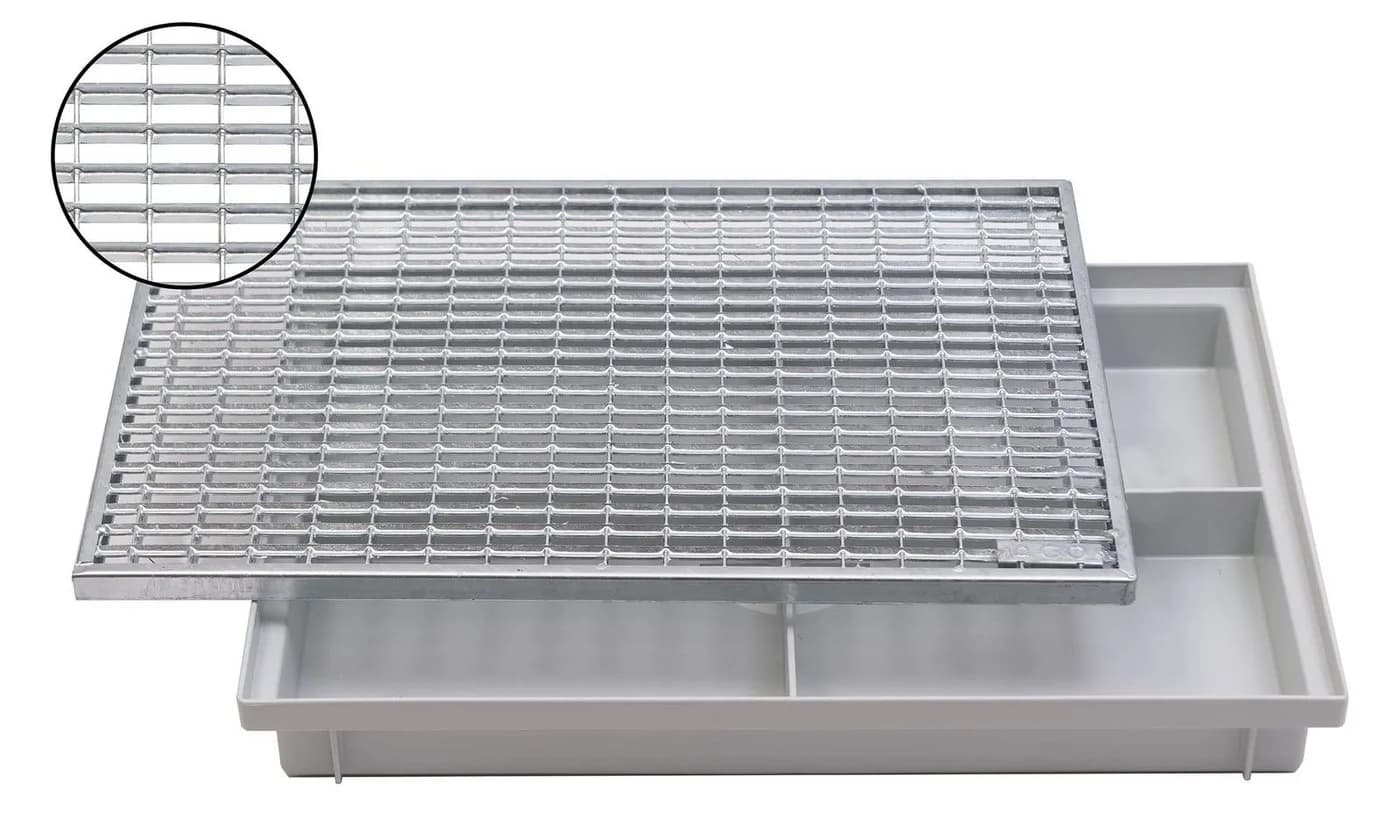 ACO Schuhabstreifer Maschenrost mit V-Stab + Kunststoff Bodenwanne Vario grau - Bild 2