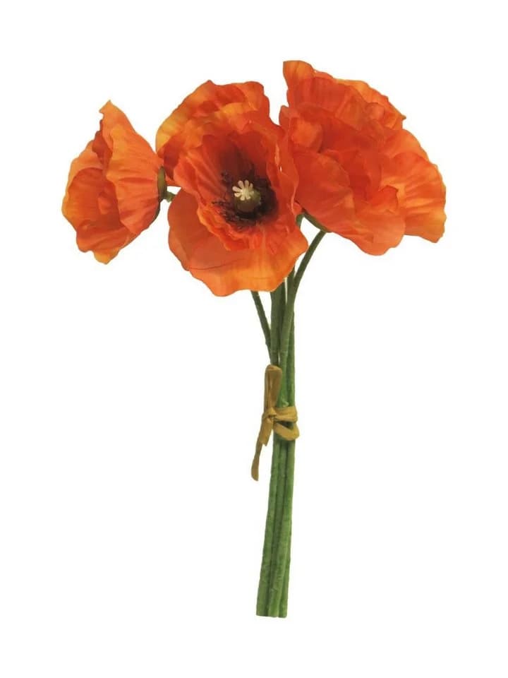 artplants Kunstblumenstrauß Mohnblumen Bund Orange 30 cm