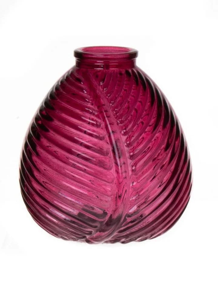 INNA-Glas Dekovase Flaschenvase NELLOMIO mit Blattstruktur, Glas, rosa