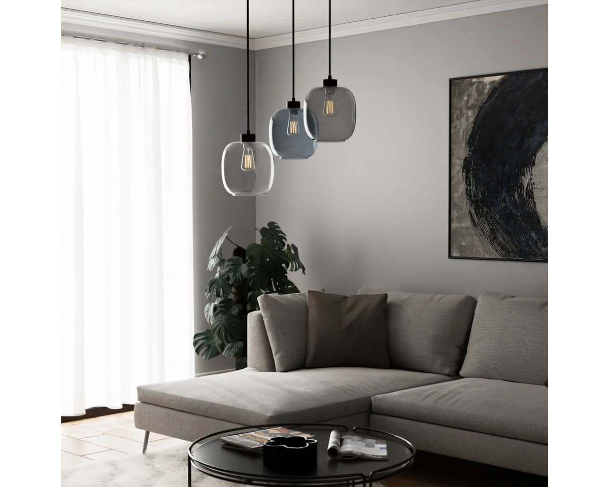 Liadomo Pendelleuchte Magellan Skandi-Look 3x Glas Rauchgrau/Blau/Transparent - Bild 3