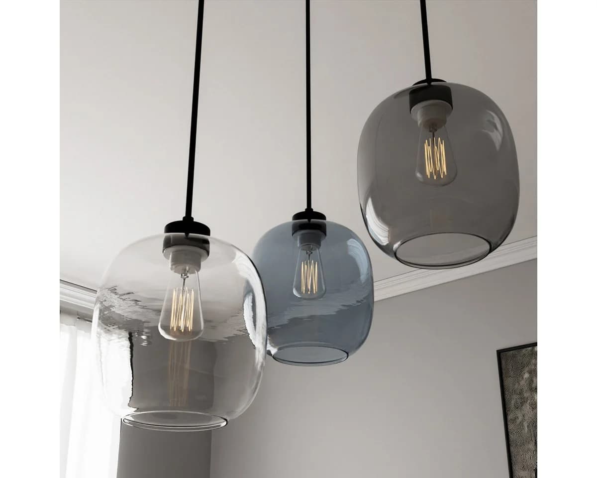 Liadomo Pendelleuchte Magellan Skandi-Look 3x Glas Rauchgrau/Blau/Transparent - Bild 4