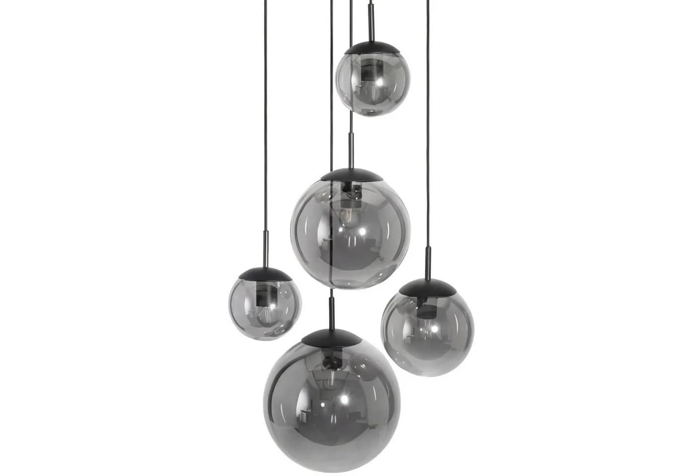 Liadomo Pendelleuchte Vetro 5-flammig Rauchglas Schwarz E27 LED - Bild 2