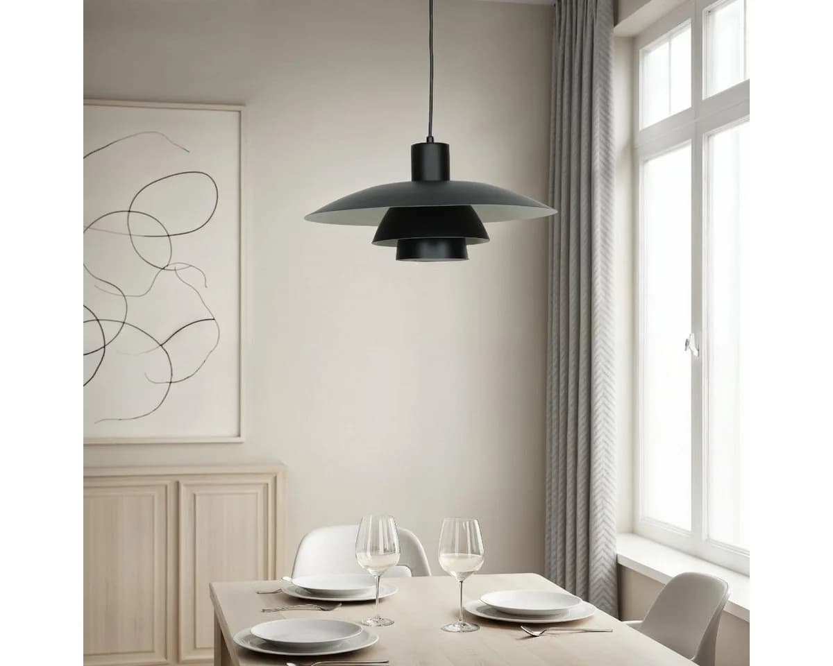 Liadomo Pendelleuchte Kiruna Schwarz E27 Skandi-Stil Esstischlampe - Bild 3