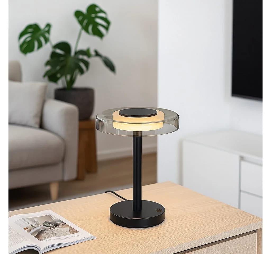 Liadomo LED Tischleuchte Volos, Warmweiß, Opalglas/Klarglas, Modernes Design