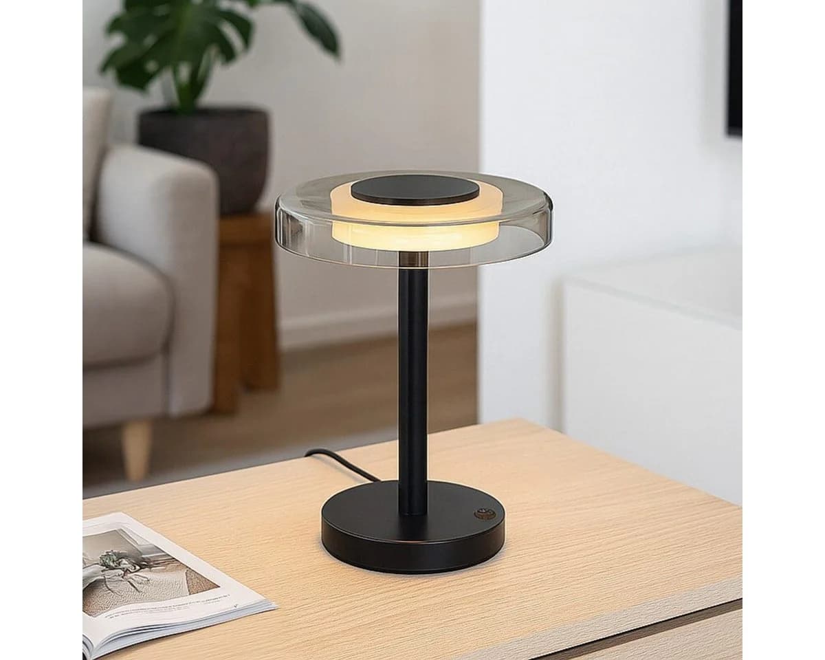 Liadomo LED Tischleuchte Volos, Warmweiß, Opalglas/Klarglas, Modernes Design - Bild 2