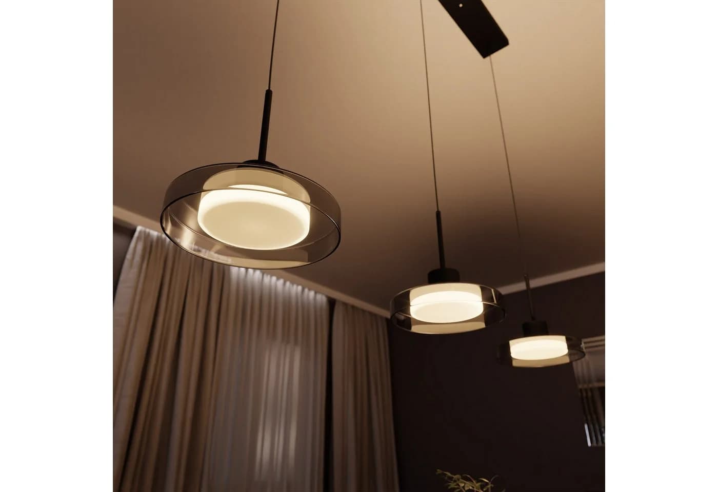 Liadomo LED Pendelleuchte Volos dimmbar Glas Schwarz Grau - Bild 4
