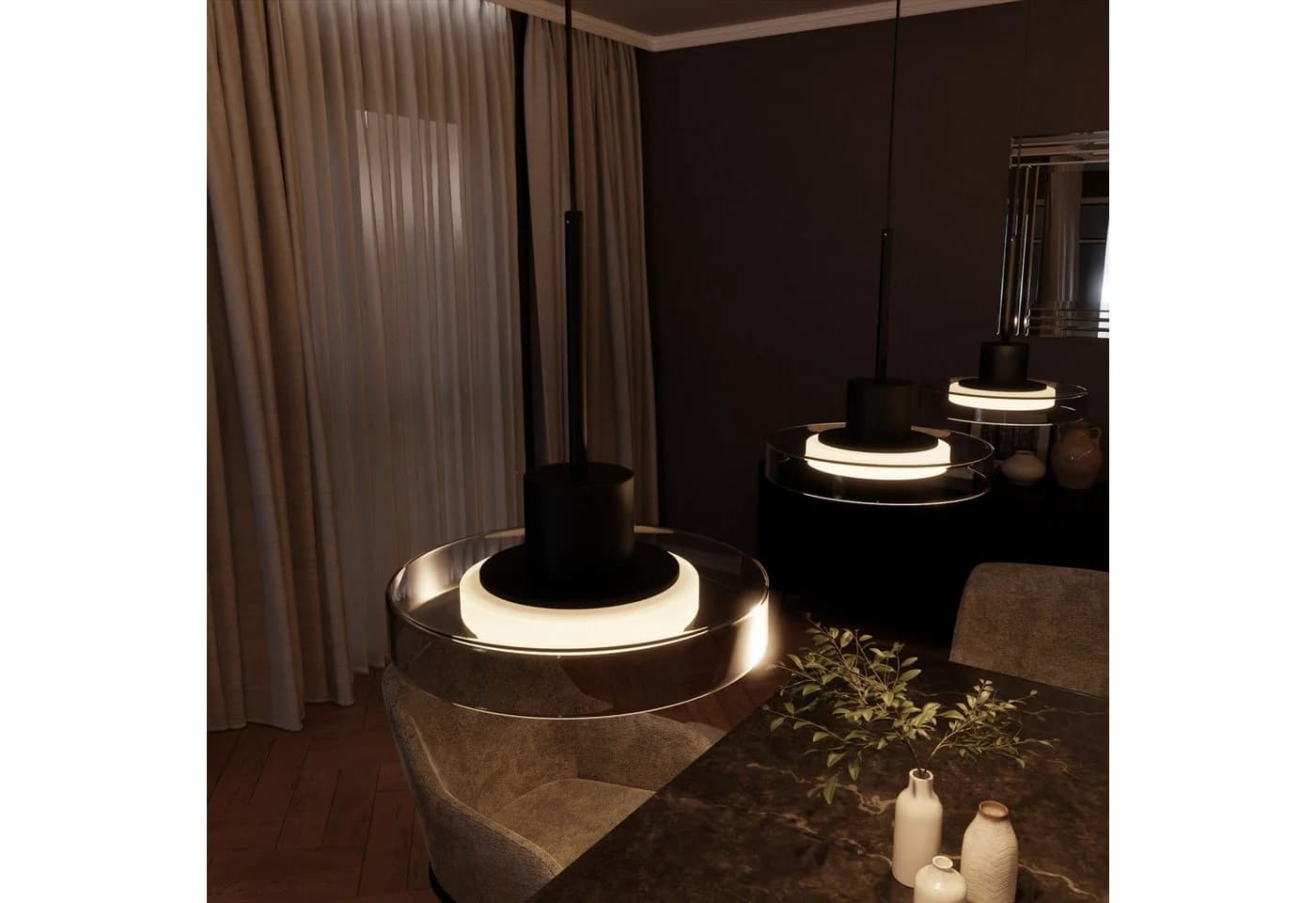 Liadomo LED Pendelleuchte Volos dimmbar Glas Schwarz Grau - Bild 5