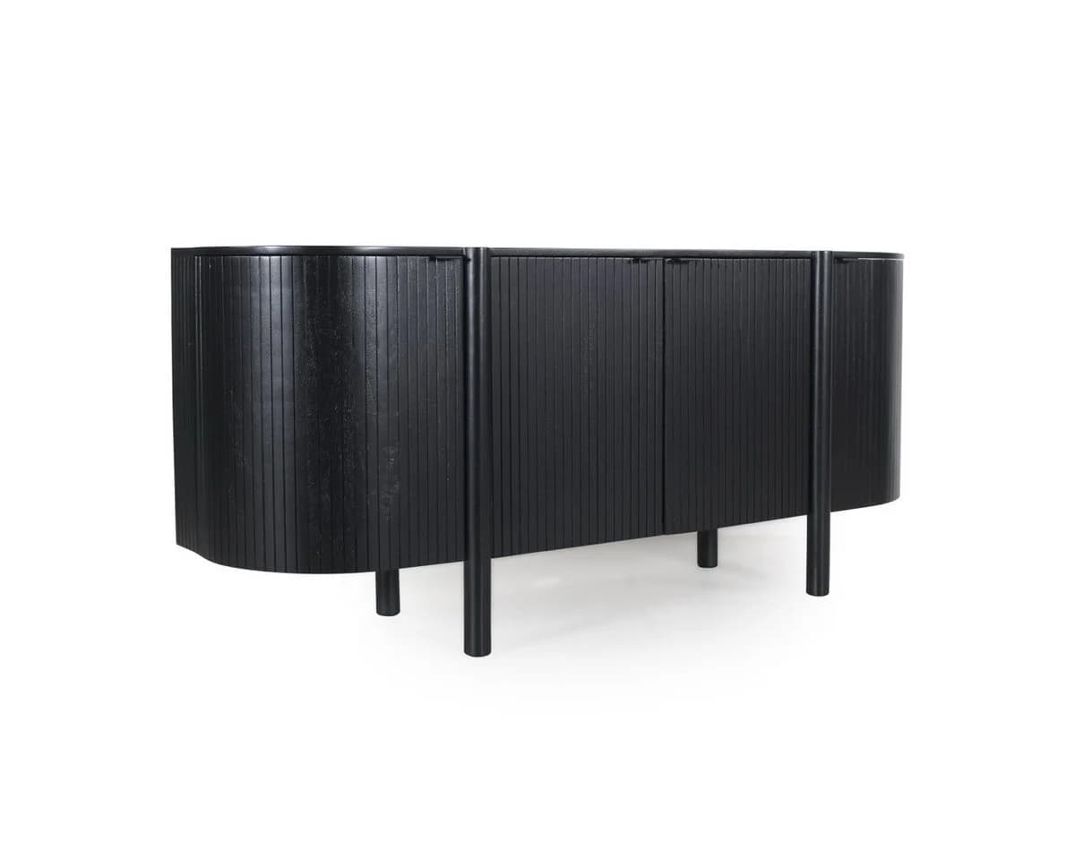 CASA DOMA Sideboard Tarifa Massivholz Mangoholz Schwarz 4 Türen - Bild 2