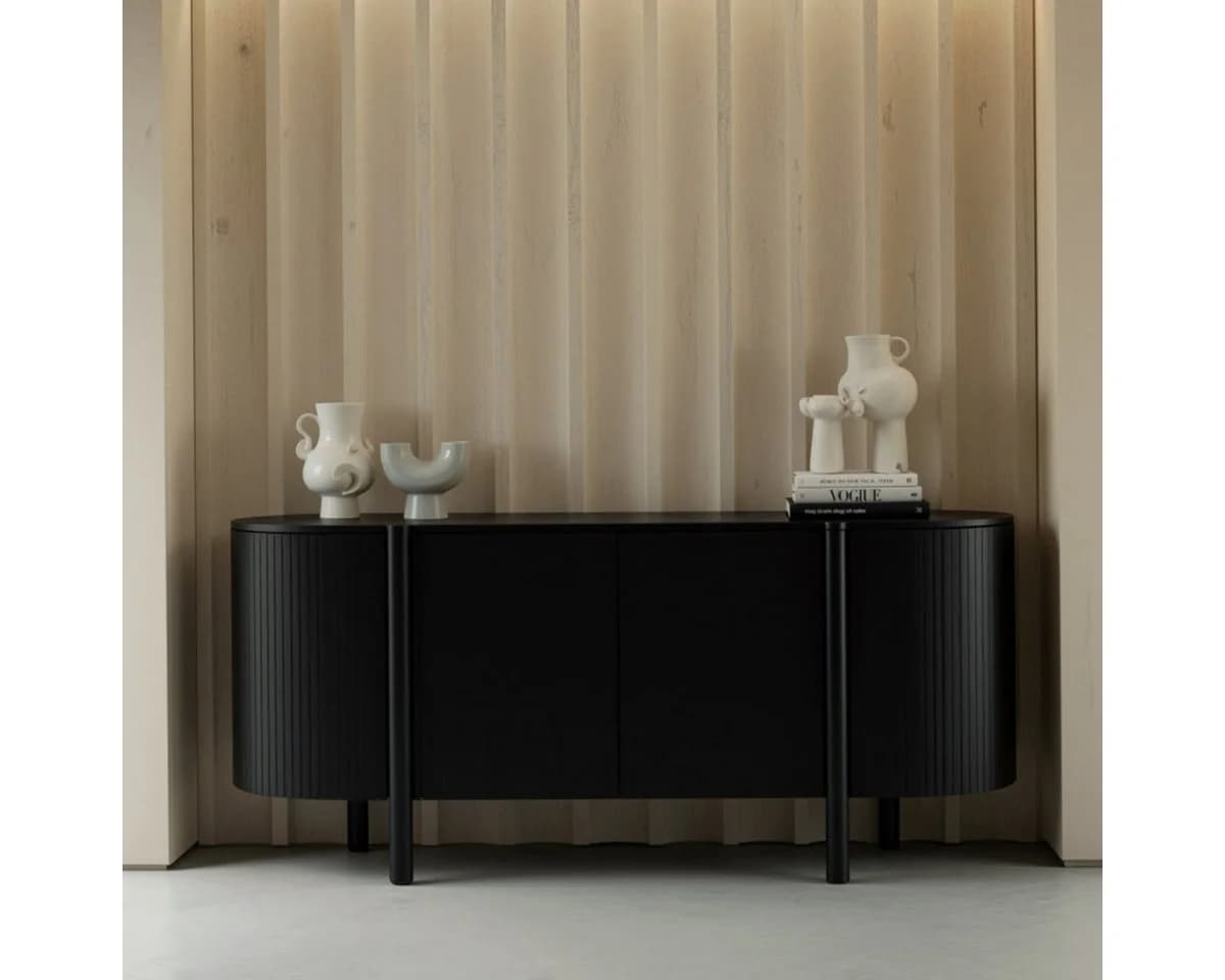 CASA DOMA Sideboard Tarifa Massivholz Mangoholz Schwarz 4 Türen - Bild 3