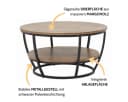 Liadomo Couchtisch Gianna Runde Mangoholz Massiv Metallgestell Schwarz Bild 1