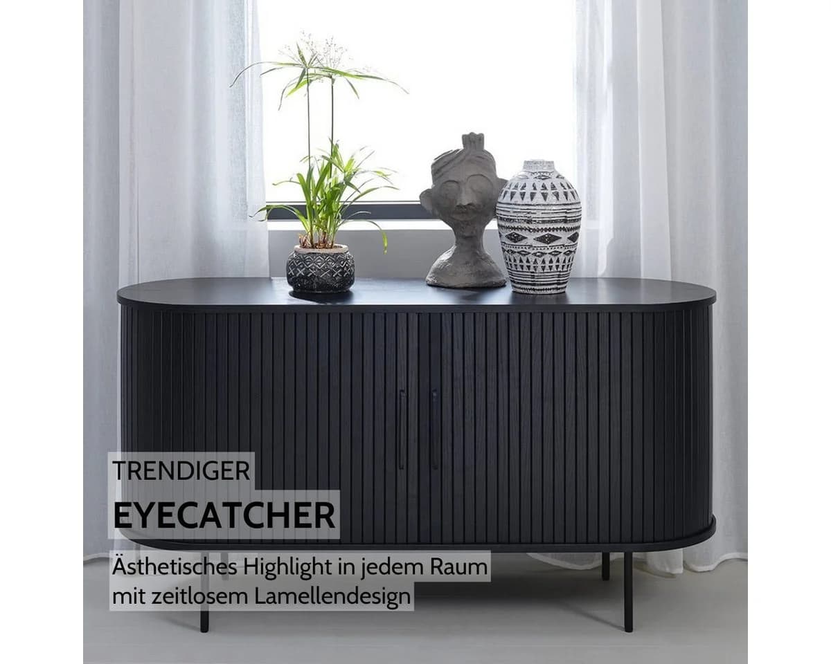 Liadomo Sideboard Uriel mit Lamellenfronten und Schiebetüren