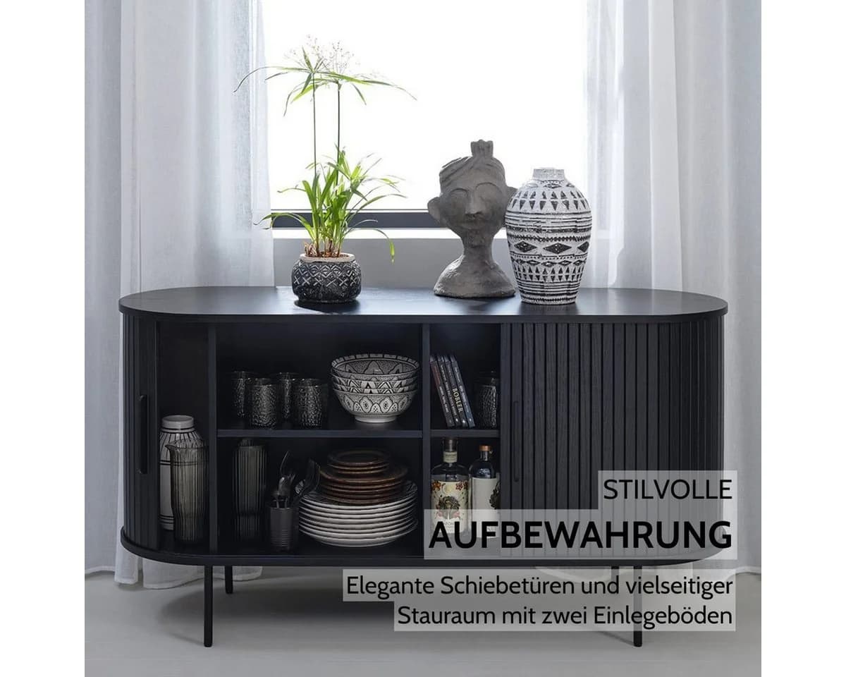 Liadomo Sideboard Uriel mit Lamellenfronten und Schiebetüren - Bild 3