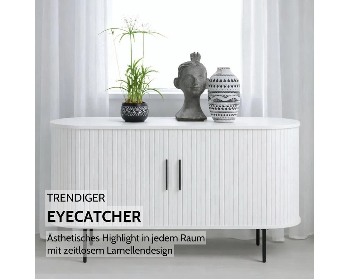 Liadomo Sideboard Uriel mit Lamellenfronten und Metallfüßen